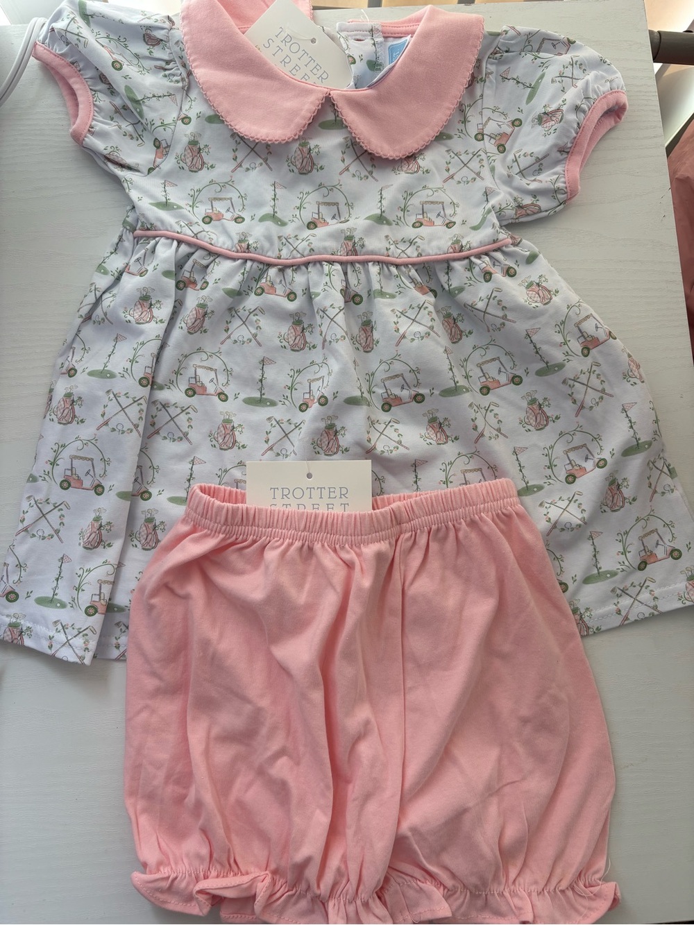 Trotter Street Kids Pink Peter Pan Collar Baby Set